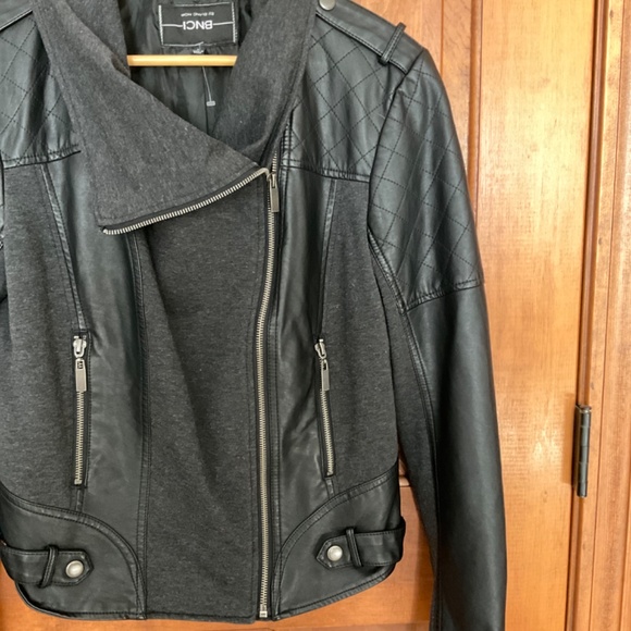 Blanc Noir Mixed Media Moto Jacket - L - Picture 2 of 8
